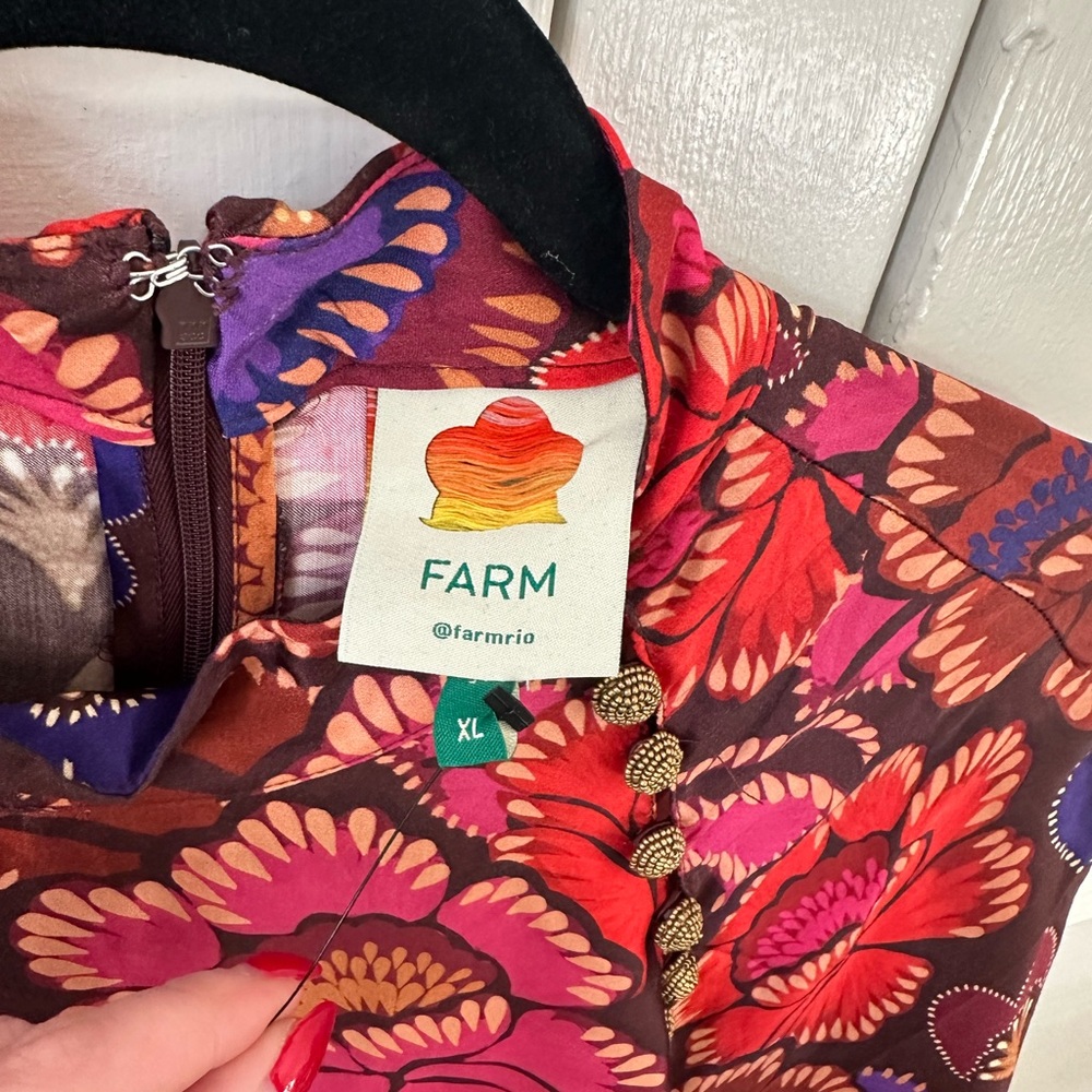 FARM Rio Bright Flora Colorful Long Sleeve
Satin Mini Dress Boho Size XL - Picture 10 of 12
